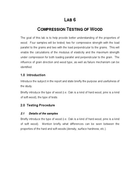 compression test of wood lab report|Compression Test em 327: Mechanics of Materials .